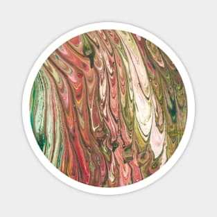 Marble feathers green red cream Magnet
